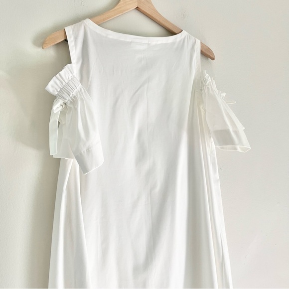 NWT J. Jill Women’s Cold Shoulder Ruffle Knee Length Dress White Small‎ Petite - Picture 5 of 10